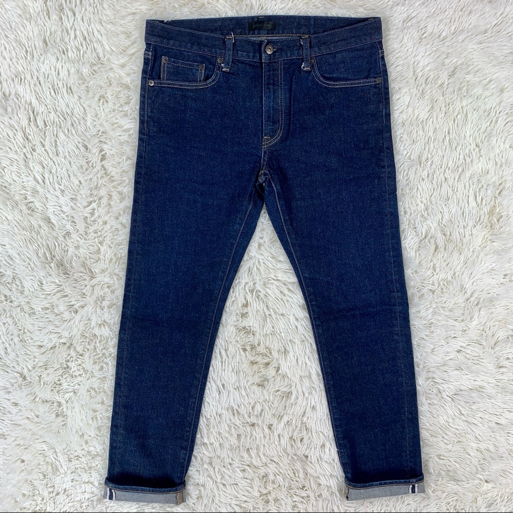 Men's Uniqlo Stretch Selvedge Slim Blue Jeans 34x29